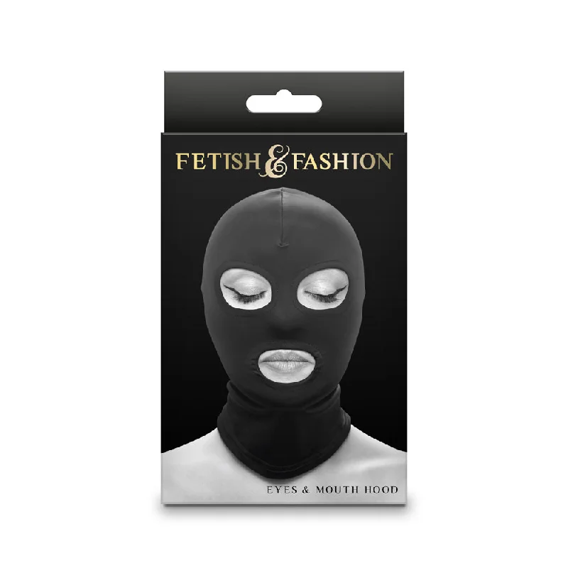 Rechargeable gadget toy-Fetish & Fashion Eyes & Mouth Hood Black