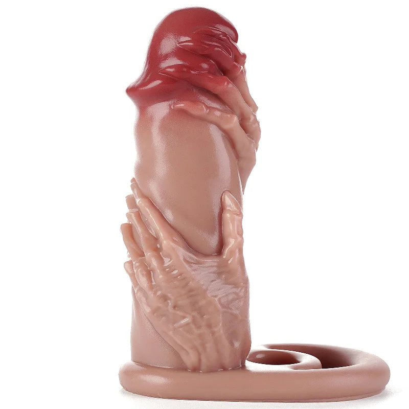 Steel dildo-Fist Monsterdildo Cock Sleeve Extender - Blowjob Realistic Penis Ring Silicone Couple Sex Toy