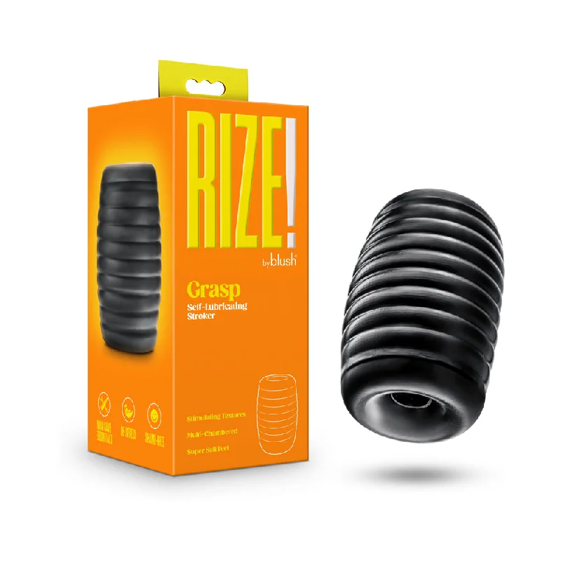 Dual pleasure toy-Rize Grasp Self-Lubricating Stroker Black