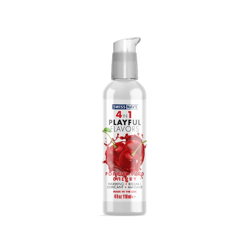 lubricant for harpoons-Swiss Navy 4-in-1 Playful Flavors - Pop'n Wild  Cherry - 4 Fl. Oz.