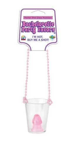 vibrating anal toy with adjustable speeds for beginners accessories-lubricant for bee hive frames-Pecker Shot Glass Necklace PINK - Clear