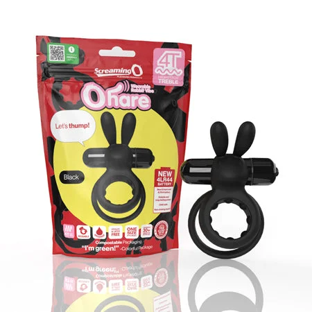 Easy-care masturbator-Screaming O 4T Ohare Vibrating Rabbit Double Cockring Black