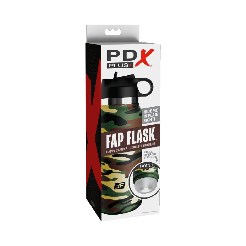 Automatic pleasure device-PDX Plus Fap Flask Happy Camper Discreet Stroker Camo Frosted