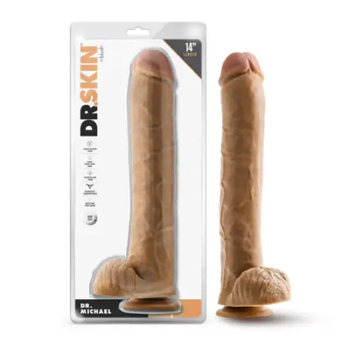 Siren dildo-Blush Dr. Skin Dr. Michael 14 in. Dildo with Balls Tan