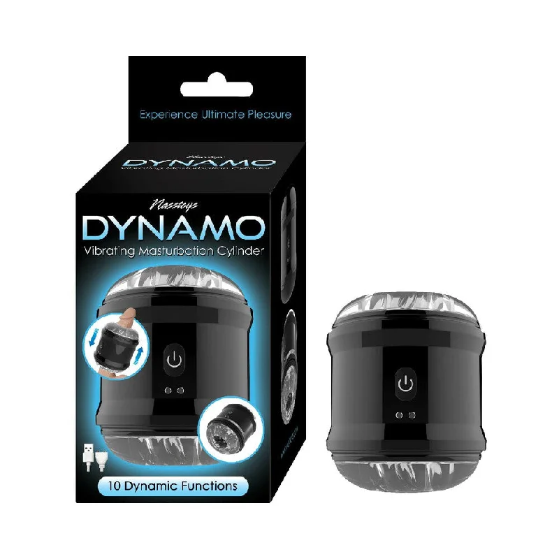 High-tech pleasure device-Nasstoys Dynamo Rechargeable Vibrating Masturbator Cylinder Black