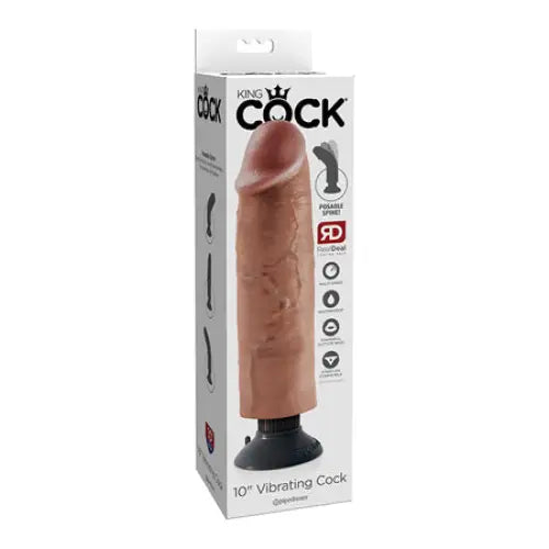 Ash dildo-Pipedream King Cock 10 in. Vibrating Cock Poseable Dildo With Suction Cup Tan