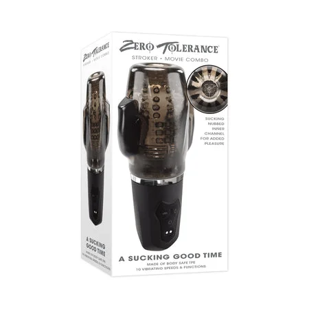 Innovative gadget device-Zero Tolerance A Sucking Good Time Rechargeable Vibrating Stroker Black Smoke