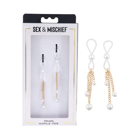 Long-lasting gadget sleeve-Sportsheets Sex & Mischief Pearl Nipple Ties