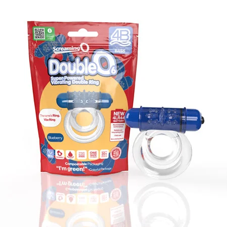 Realistic gadget toy-Screaming O 4B DoubleO 6 Vibrating Double Cockring Blueberry