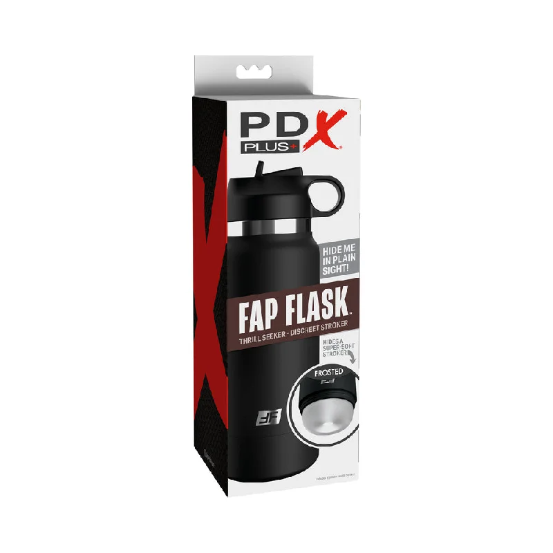 Discreet pleasure toy-PDX Plus Fap Flask Thrill Seeker Discreet Stroker Black Bottle Frosted