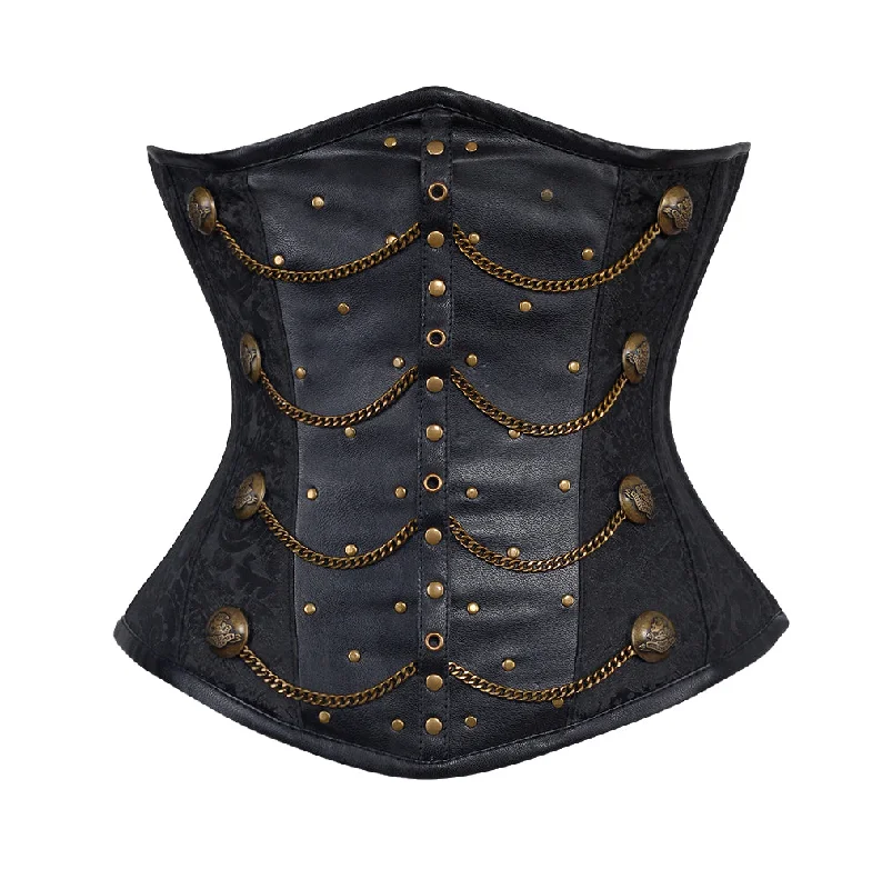 corset for steampunk design-Maximoff Brocade Underbust Corset With Chains