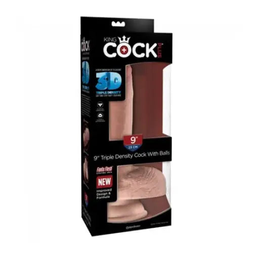 Slate dildo-Pipedream King Cock Plus 9 in. Triple Density Cock With Balls Realistic Suction Cup Dildo Beige