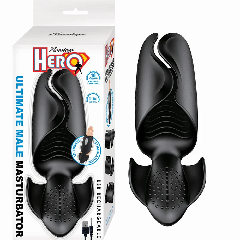 Textured stimulation sleeve-Hero Ultimate Male Masturbator Black