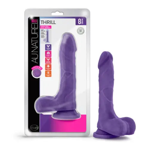 Regal dildo-Blush Au Naturel Bold Thrill 8.5 in. Posable Dual Density Dildo with Balls & Suction Cup Purple