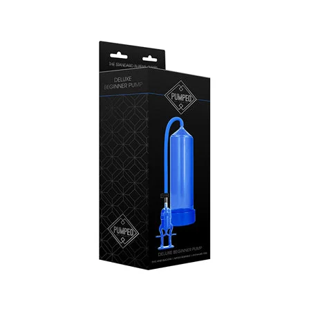 Hygienic stroking sleeve-Shots Pumped Deluxe Beginner Penis Pump Blue