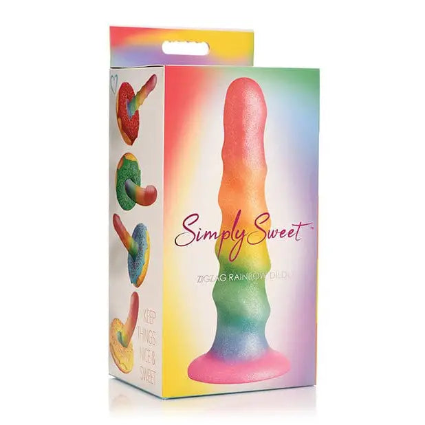 Burgundy dildo-Simply Sweet Zigzag Silicone Dildo 6.5in Rainbow