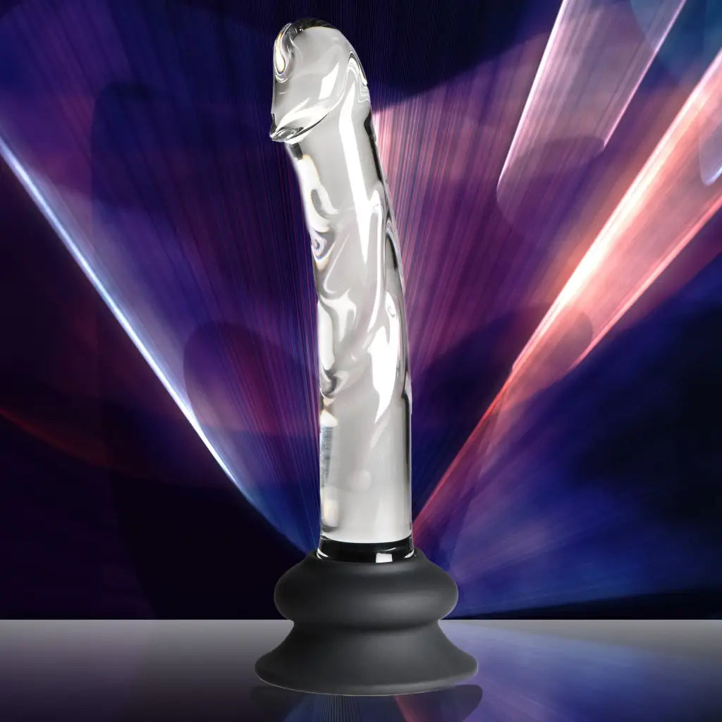 App-sync dildo-Glass Dildo With Silicone Base - Inch