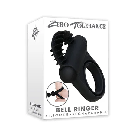 Best pleasure sleeve-Zero Tolerance Bell Ringer Rechargeable Vibrating Flicking Silicone Cockring Black