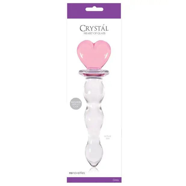 Charcoal dildo-Crystal Heart of Glass 6 in. Glass Dildo Pink/Clear