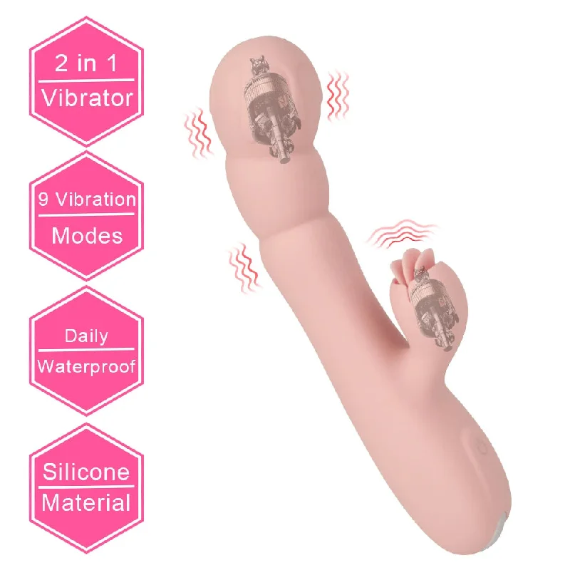 Muted-tone dildo-Tongue Clit Clamp Vibrating Dildo - G Spot Clitoral Stimulation Women Sex Toy