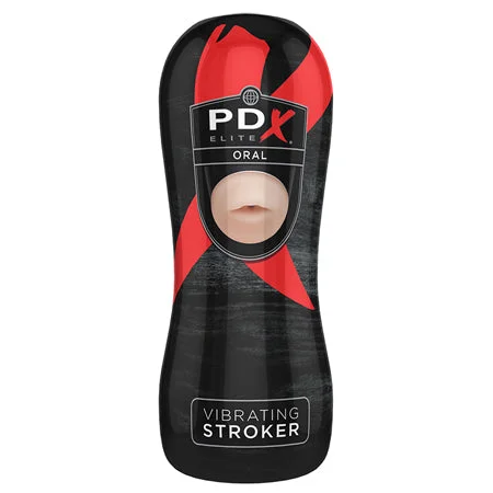 Custom pleasure device-PDX Elite Vibrating Stroker Oral Beige/Black