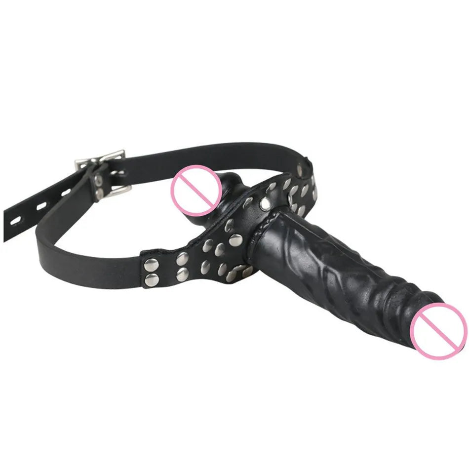 Faded dildo-Ride Me Double-ended Dildo Gag with Leather Strap for Women Men Gay Bdsm Bondage Masturbation Stimulation Head Strapon Sex Toys