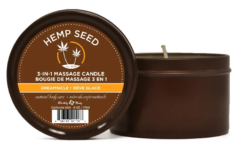 lubricant for tackle boxes-Hemp Seed 3-in-1 Massage Candle - Dreamsicle - 6 Oz.