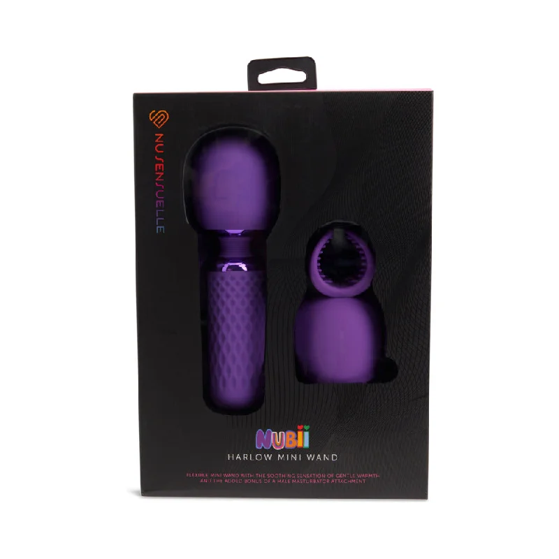 Solo pleasure device-Nu Sensuelle Harlow Nubii Mini Wand W/ Masturbator Purple