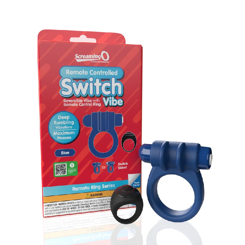 Manual pleasure sleeve-Screaming O Remote Controlled Switch Vibrating Ring Blue