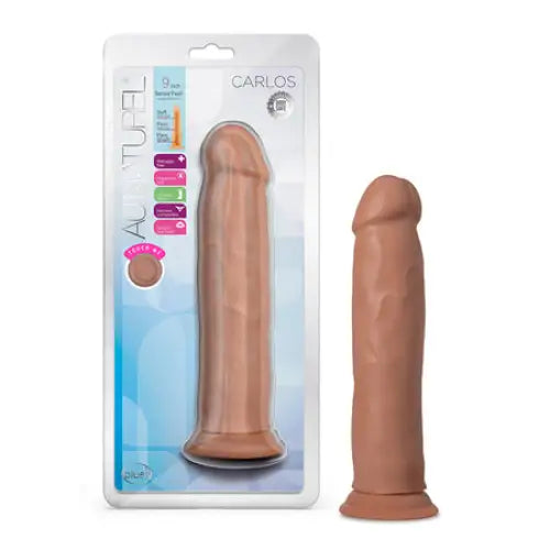 Elaborate dildo-Blush Au Naturel Carlos 9 in. Posable Dual Density Dildo with Suction Cup Tan