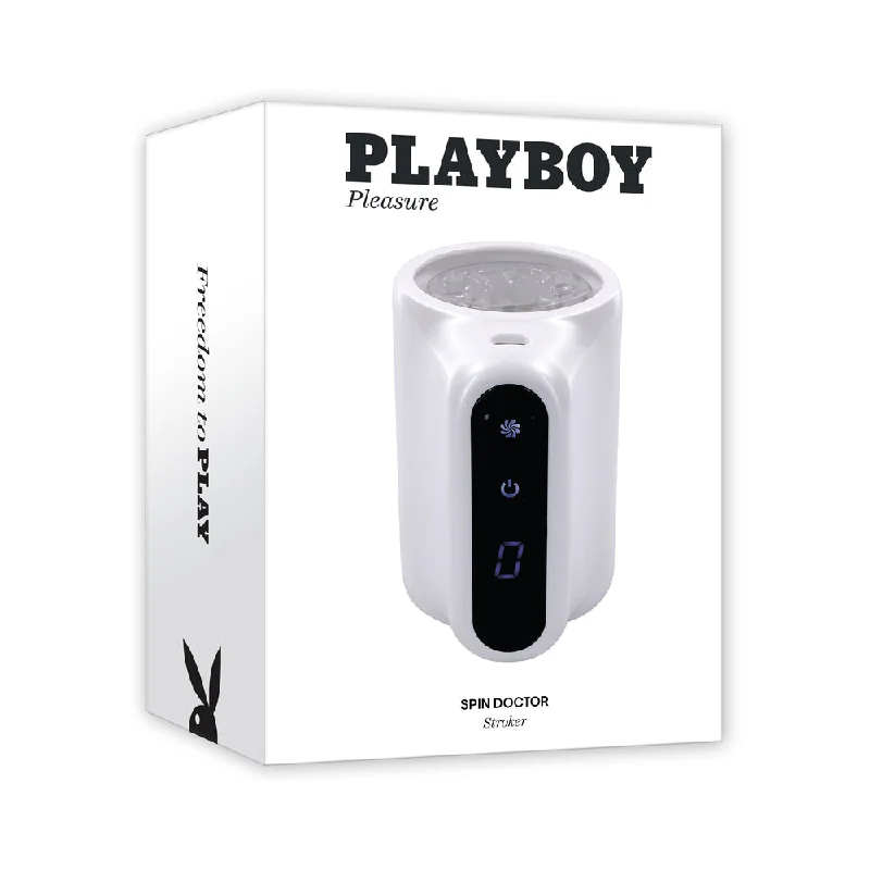 Travel stimulation toy-Playboy Spin Doctor Rechargeable Spinning Stroker TPE Sleeve White