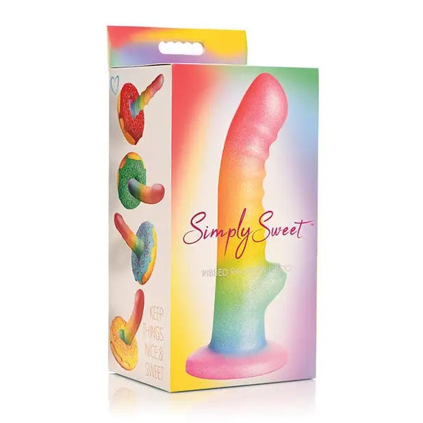 Scarlet dildo-Simply Sweet Ribbed Silicone Dildo 6.5in Rainbow