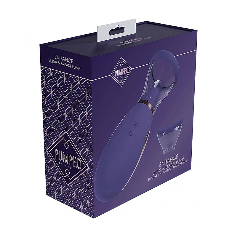 Realistic pleasure device-Pumped Enhance Automatic Rechargeable Vulva & Breast Pump Purple