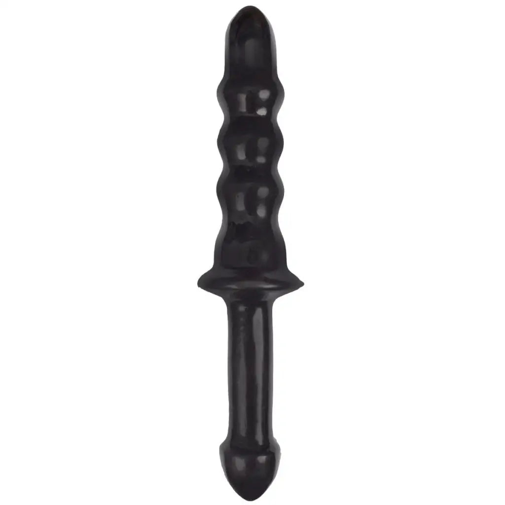 Ivory dildo-Curve Toys Rooster Jackhammer 10.5 in. Rippled Dildo with Insertable Handle Black