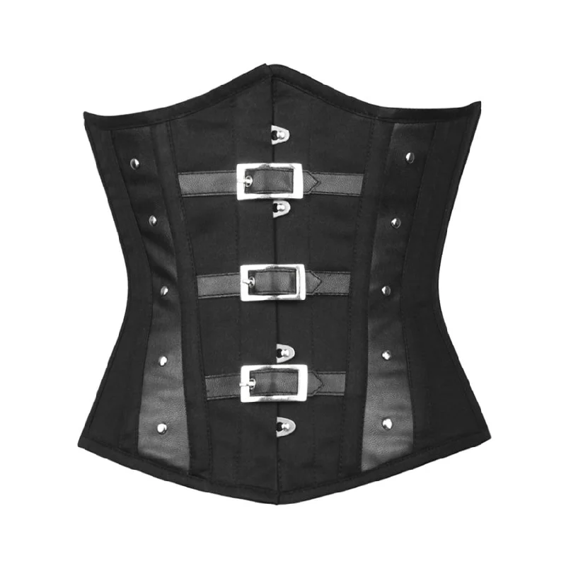 corset for steampunk embroidery-Normi Black Waist Shaper Corset in 100% Cotton