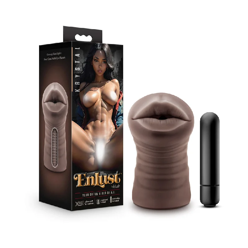 Lightweight pleasure device-EnLust Krystal Vibrating Stroker Brown