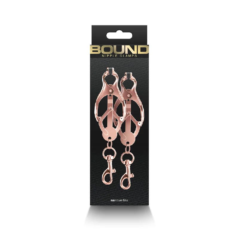 Intense male masturbator-Bound Nipple Clamps C3 Rose Gold