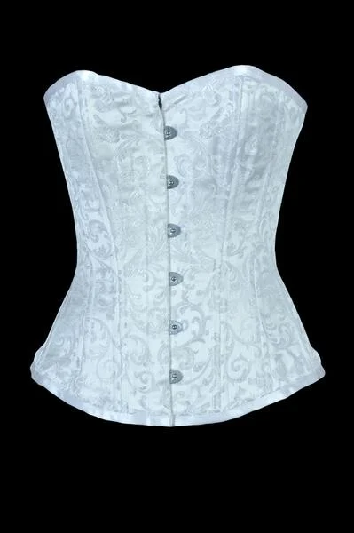 corset with sheer edging-Hayles White Waist Training Overbust Corset