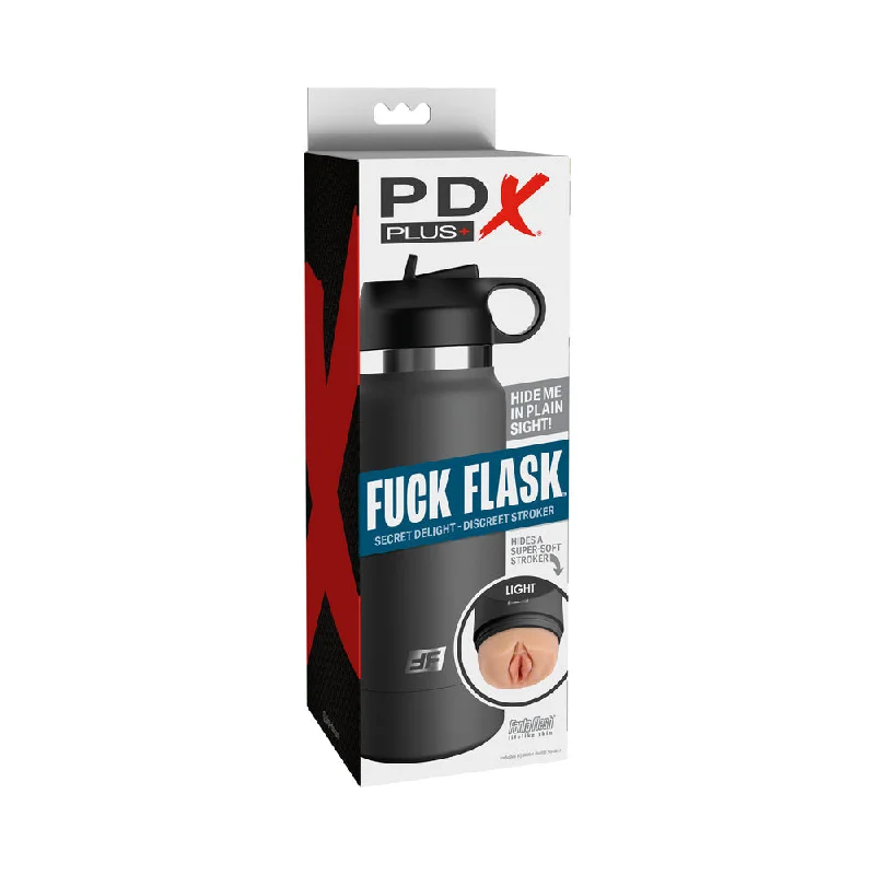 Hands-free stroking masturbator-PDX Plus Fuck Flask Secret Delight Discreet Stroker Grey Bottle Light