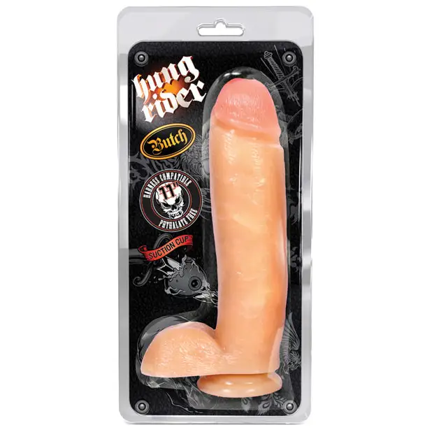 Basic dildo-Blush Hung Rider Butch Realistic 10.5 in. Dildo with Balls & Suction Cup Beige