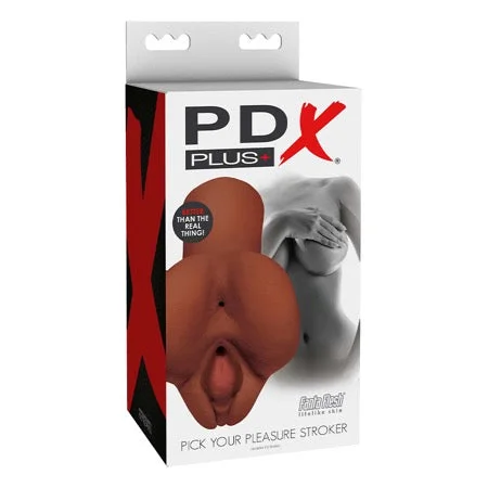 Realistic stroking toy-PDX Plus Pick Your Pleasure Dual Entry Stroker Brown