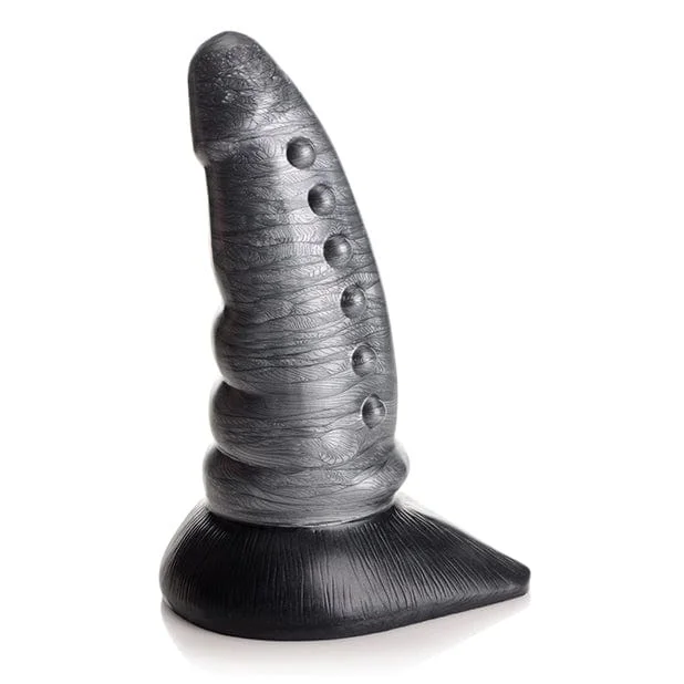 Laser-etched dildo-XR - Creature Cocks Beastly Tapered Bumpy Silicone Dildo (Silver/Black)