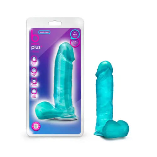 Suction-mount dildo-Blush B Yours Plus Mount n' Moan 9 in. Dildo with Balls & Suction Cup Teal