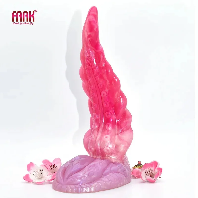 Heat-sensing dildo-FAAK New Curved Butt Plug Silicone Horse Dog Knot Dildo With Sucker Sex Toys For Women Men G-spot Stimulate Female Masturbator